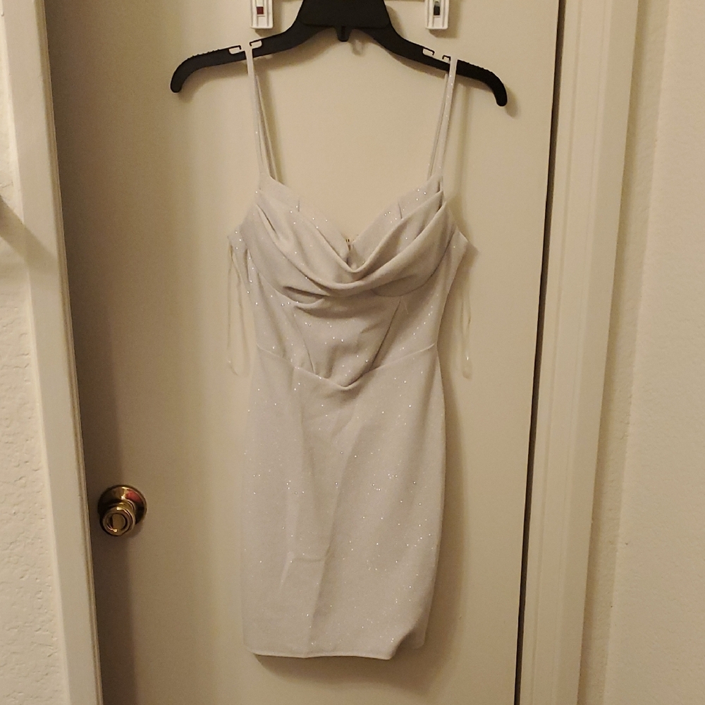 NWT Chic Silver Mini Dress with Sparkle